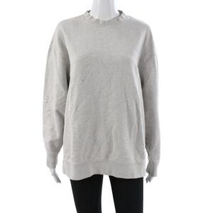 Mate Womens Pullover Sweatshirt Gray Cotton Crew Neck Long Sleeve Size XS